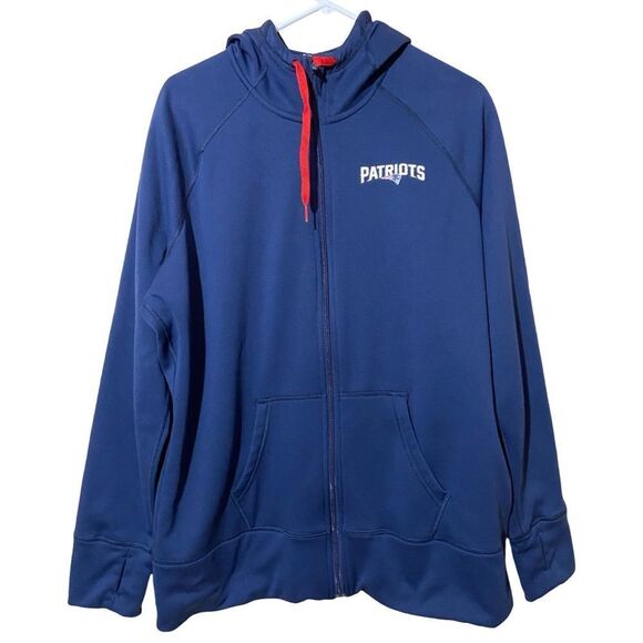 Nike NFL Team Apparel New England Patriots Therma-Fit Full Zip Blue Hoodie - Picture 1 of 7